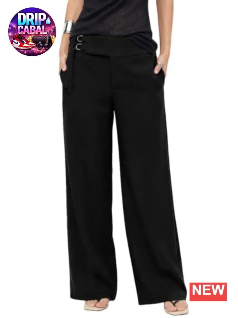 High Waisted Wide Leg Work Pants Women Business Casual Slacks w Pockets & Belt
